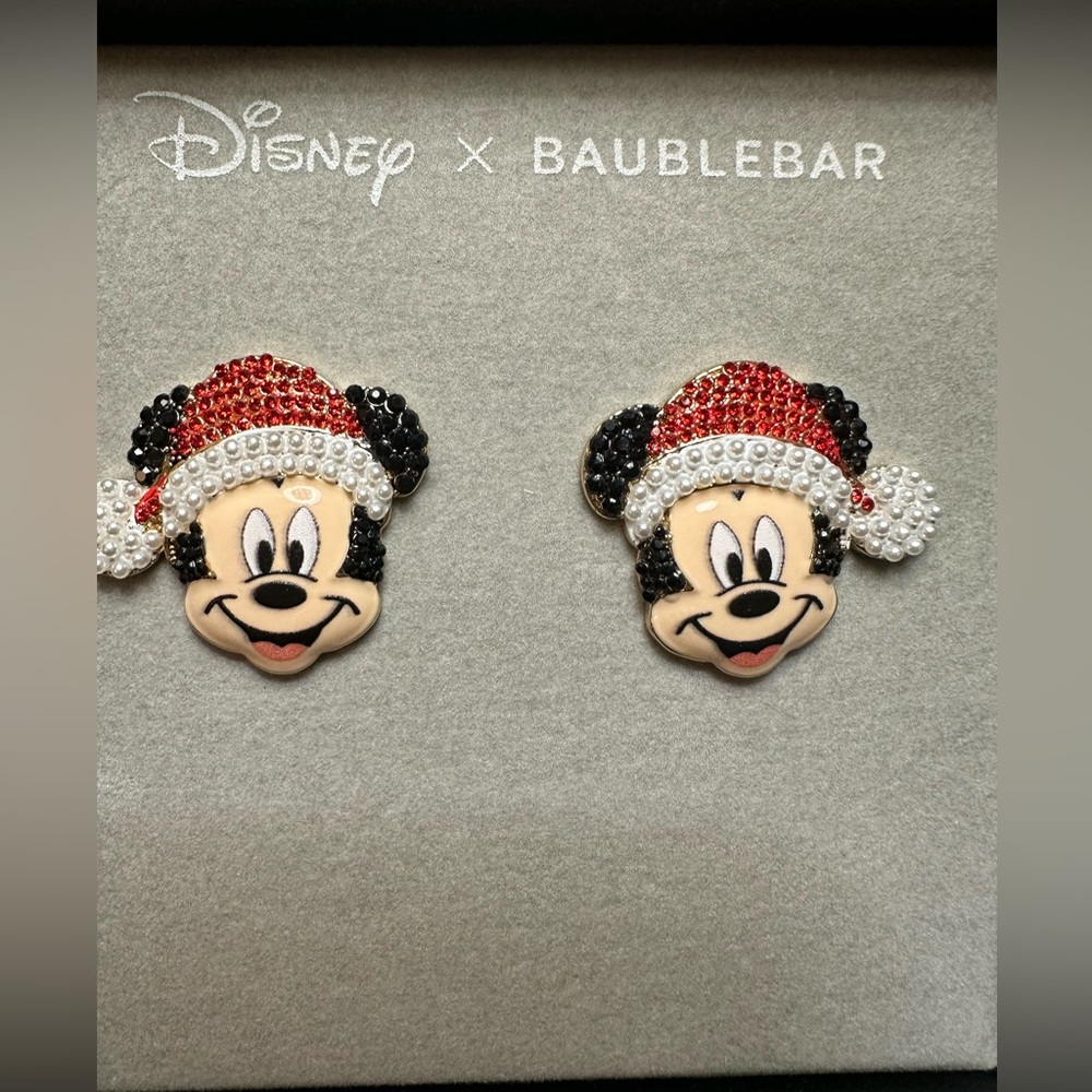 NIB Disney Baublebar Mickey Mouse Santa Earrings
